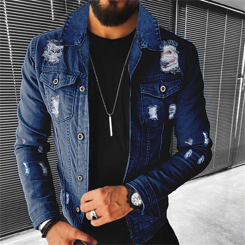 Top Trends: Men's Denim Jacket 2022 Autumn Casual Pure Cotton Slim Fit Stylish Motorcycle Jean Jacket Streetwear Men Coats Shoppable Styles