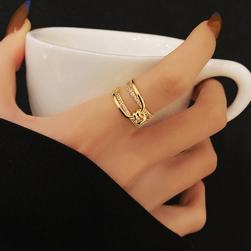 Top Trends: Irregular Hollow Opening Rings For Women Stainless Steel Gold Color Copper Geometric Ring Fashion Simple Party Christmas Jewelry Shoppable Styles