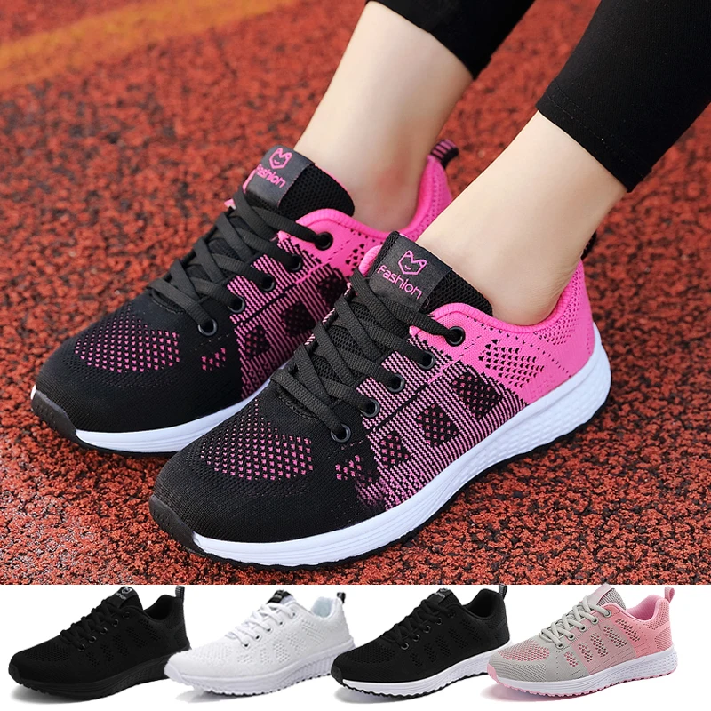 Top Trends: Women Tennis Shoes Breathable Mesh Woman Sports Shoes Light Outdoor Jogging Walking Sneakers Lace-up Female Footwear Flats Shoes Shoppable Styles