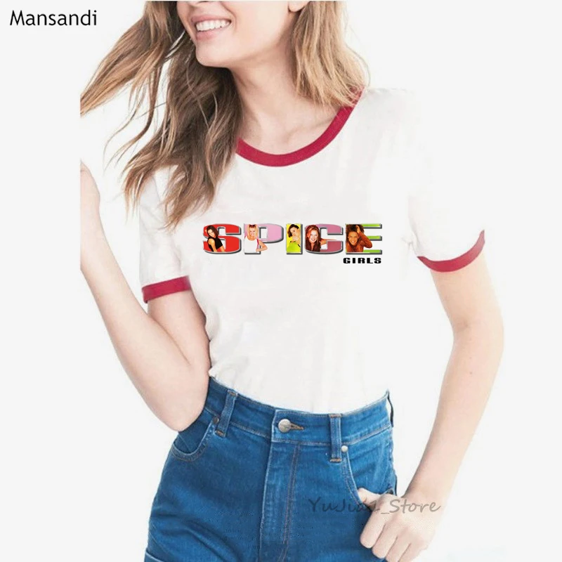 Top Trends: Cool Spice Girls T-Shirt Women T Shirt Maiden Tops Letters Print Graphic Tee Shirt Femme Streetwear 90s Tumblr Clothes Shoppable Styles