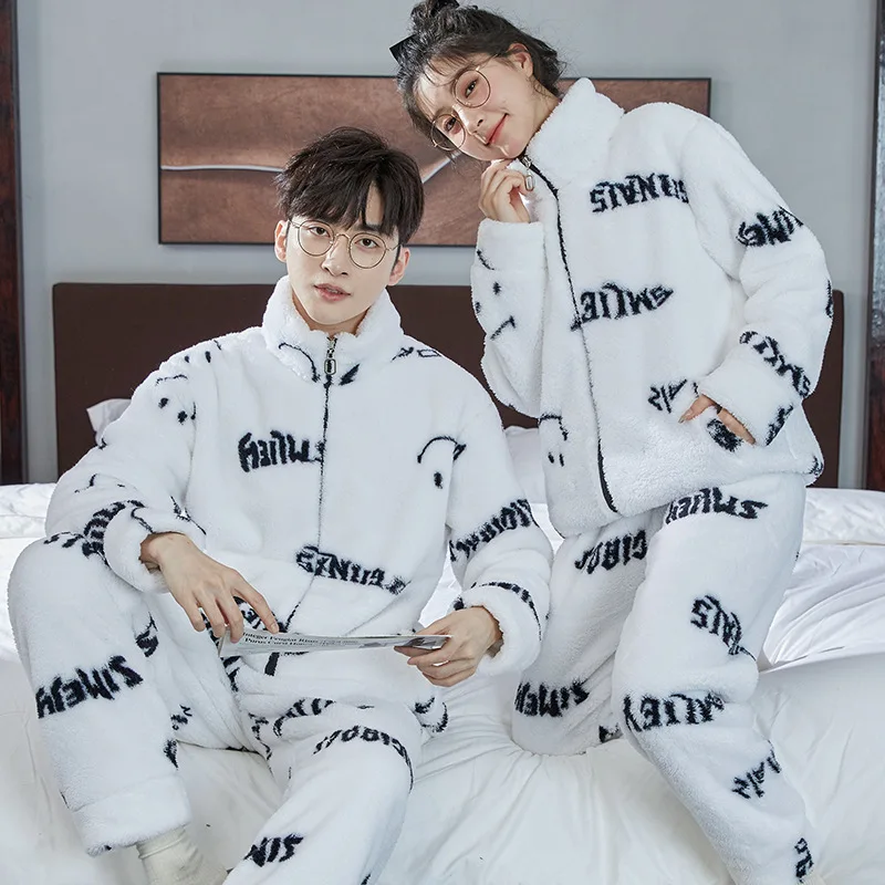 Top Trends: 2023 New Couples Sleepwear Winter Warm Flannel Nightwear Men&#039;s Thicked Pijamas Set Women Fashion Pyjamas Youth Boy Girl Pajamas Shoppable Styles