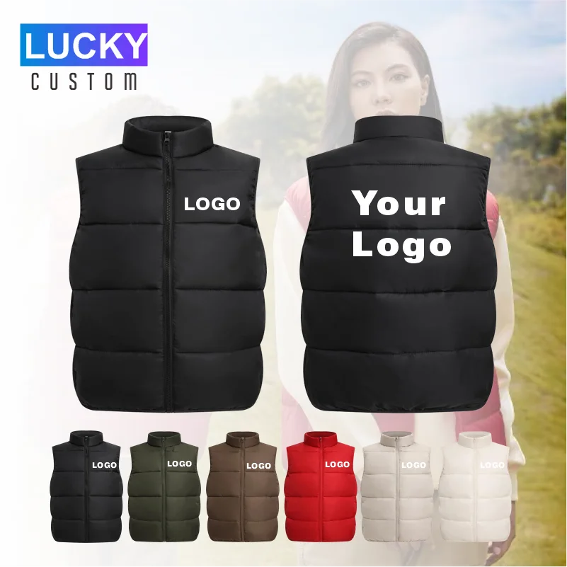 Top Trends: Customized Logo Winter Coat Windproof Vest Thick Stand Up Collar DIY Down Cotton Printing Company Brand Jacket Sleeveless Shoppable Styles