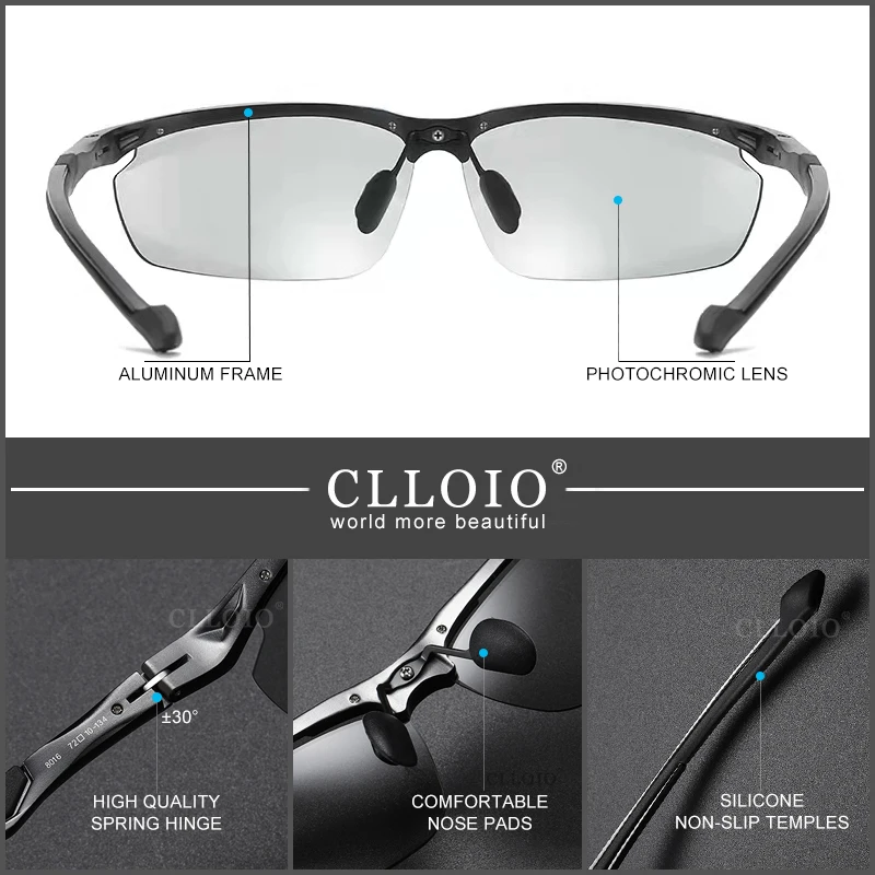 Top Trends: CLLOIO Top Quality Aluminum Polarized Photochromic Sunglasses Men Rimless Day Night Driving Glasses Anti-Glare Chameleon Eyewear Shoppable Styles - Image 4