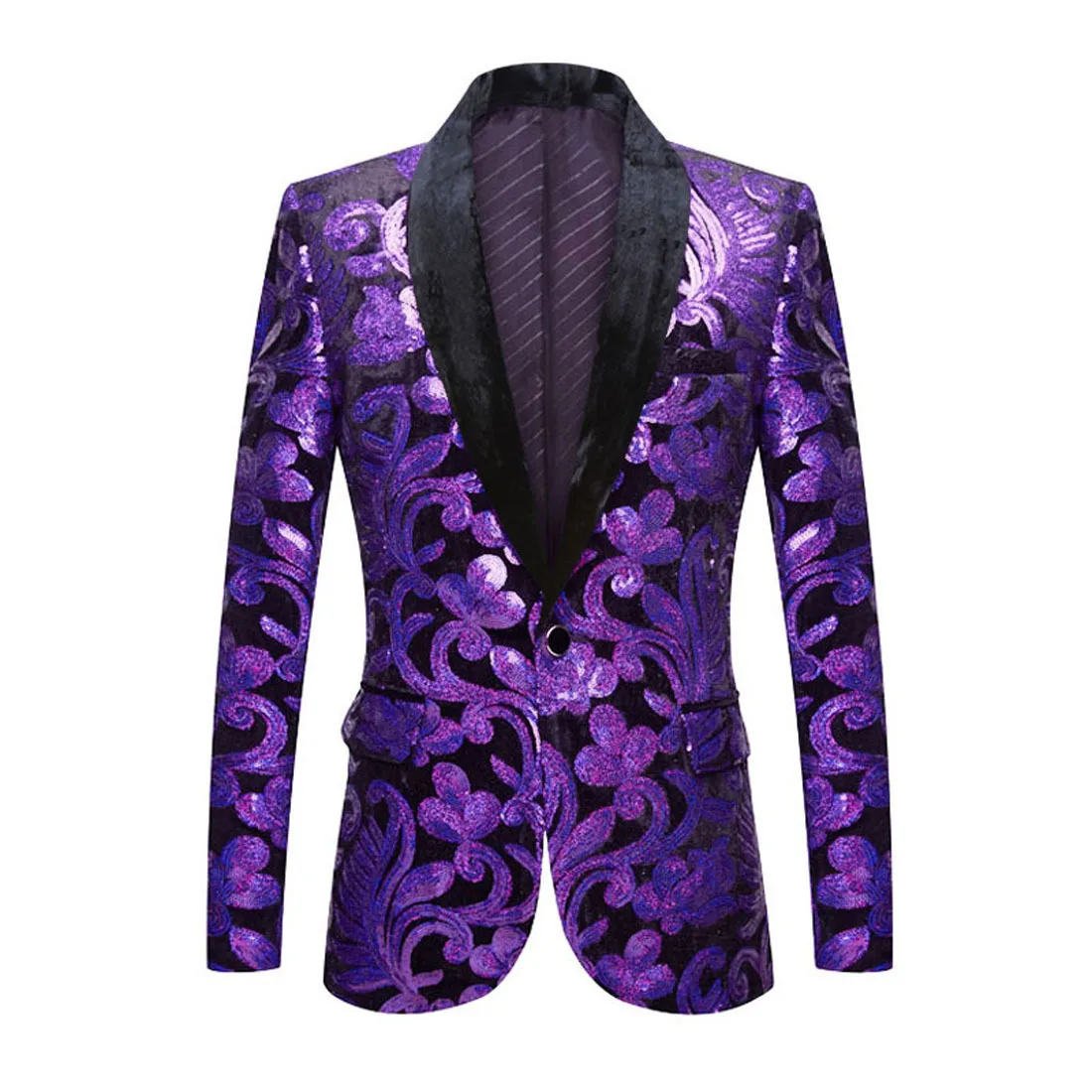 Top Trends: Mattswag Men Purple Luxury Shiny One Button Blazers Spring Autumn Nightclub Wedding Stage Party Coats Fashion Casual Slim Blazer Shoppable Styles