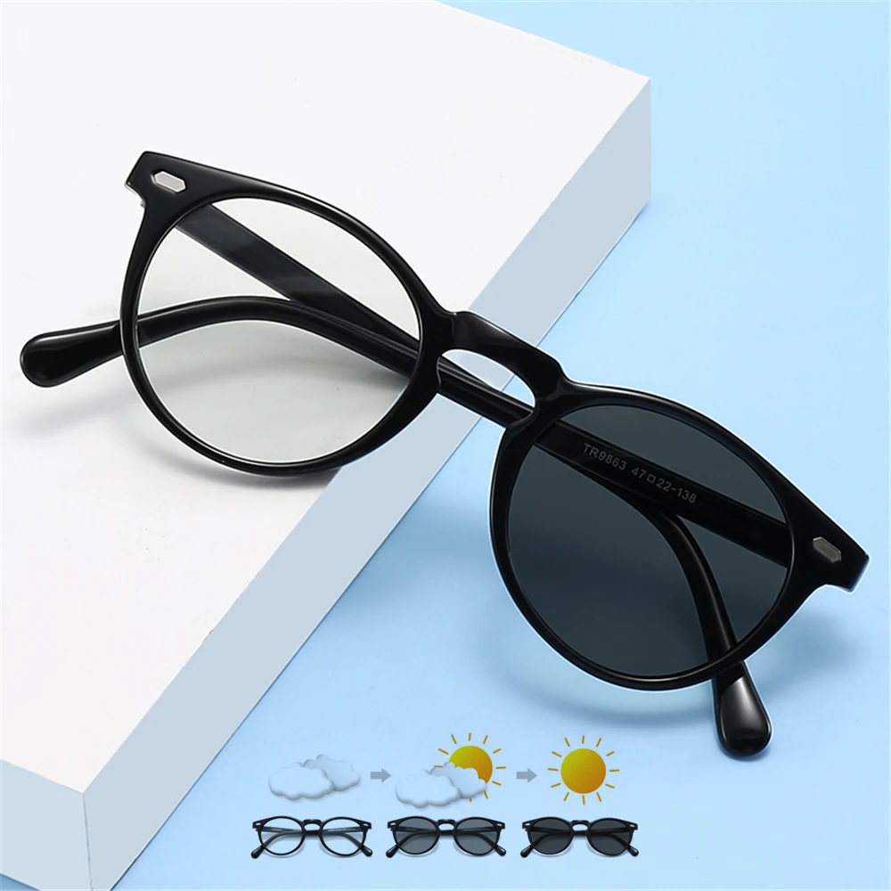 Top Trends: Classic Small Matte Black Transition Glasses Blue Light Blocking Eyeglasses Computer UV400 Photochromic Color Changing Eyewear Shoppable Styles