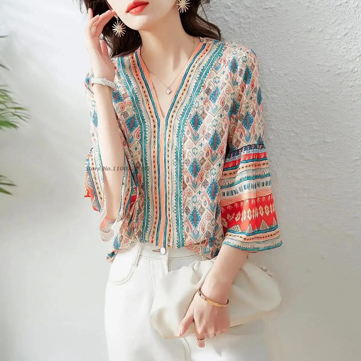 Top Trends: 2024 Chinese Traditional Women Vintage Flower Print V-neck Blouse Oriental Ethnic Hanfu Blouse National Improved Tang Suit Shoppable Styles