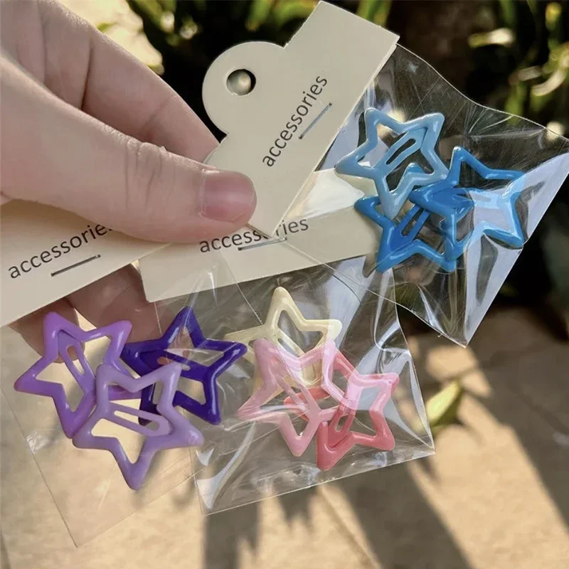 Top Trends: 2 / 10Pcs Colorful Girl Star BB Hair Clip Cute Metal Silver Star Hair Clips Side Barrettes Hair Grip Y2K Hair Accessories Headwear Shoppable Styles