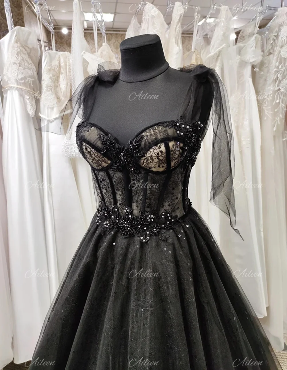 Top Trends: Aileen Black Lace Gothic Glitter Wedding Dress Women's Elegant Dresses Prom Luxury Weddings Evening Formal Party Woman Cocktail Shoppable Styles - Image 5