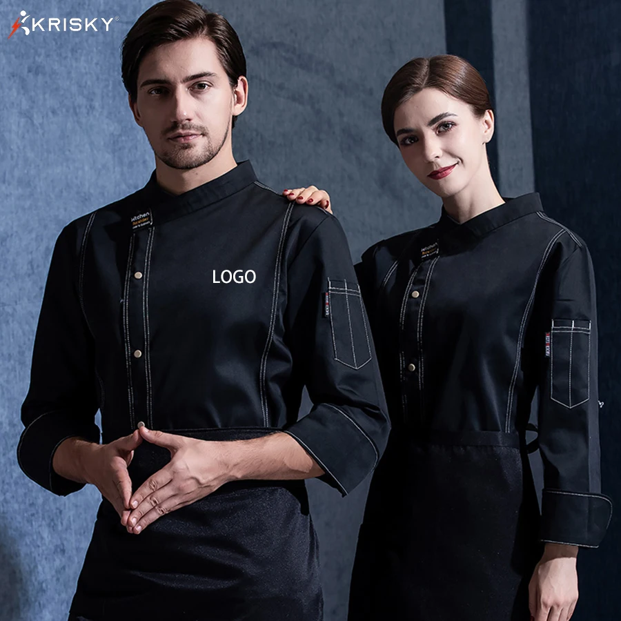 Top Trends: Krisky Custom Print Embroider Logo Chef Jacket Black Restaurant Hotel Kitchen Workwear Men And Women Youth Waiter Coat Breathabl Shoppable Styles