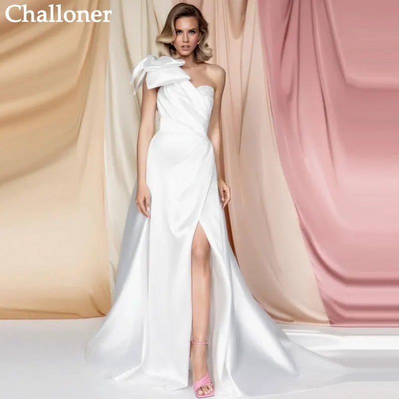 Top Trends: Simple Wedding Dress One Sholder With Bow High Side Split Sleeveless Satin Lace Up Bridal Gown Floor Length Vestidos De Novia Shoppable Styles