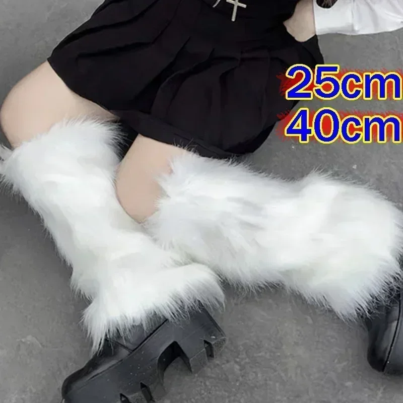 Top Trends: Sexy Fluffy Leg Warmer Women Winter Warm Knee-length Stockings Long Socks Soft Furry Faux Gothic Legging Fur Foot Boot Cover Shoppable Styles