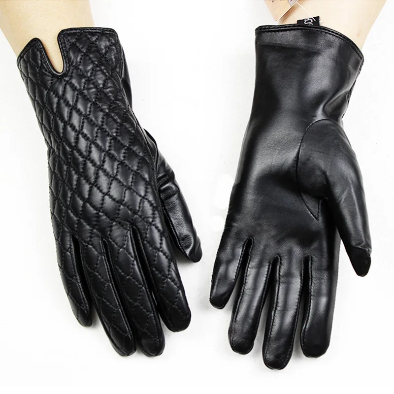 Top Trends: Touch Screen Sheepskin Gloves Women&#039;s Color Leather Fashion Embroidery Style New Cashmere Lining Autumn And Winter Warm Gloves Shoppable Styles