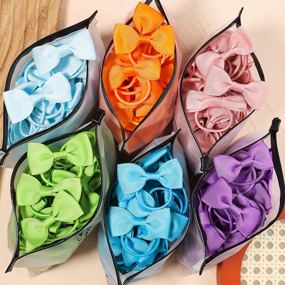 Top Trends: 5 / 10 / 20Pcs Candy Color Hair Bows Elastic Scrunchies Hair Band For Kids Baby Girls Hair Rope Ponytail Holder Hair Accessories Set Shoppable Styles