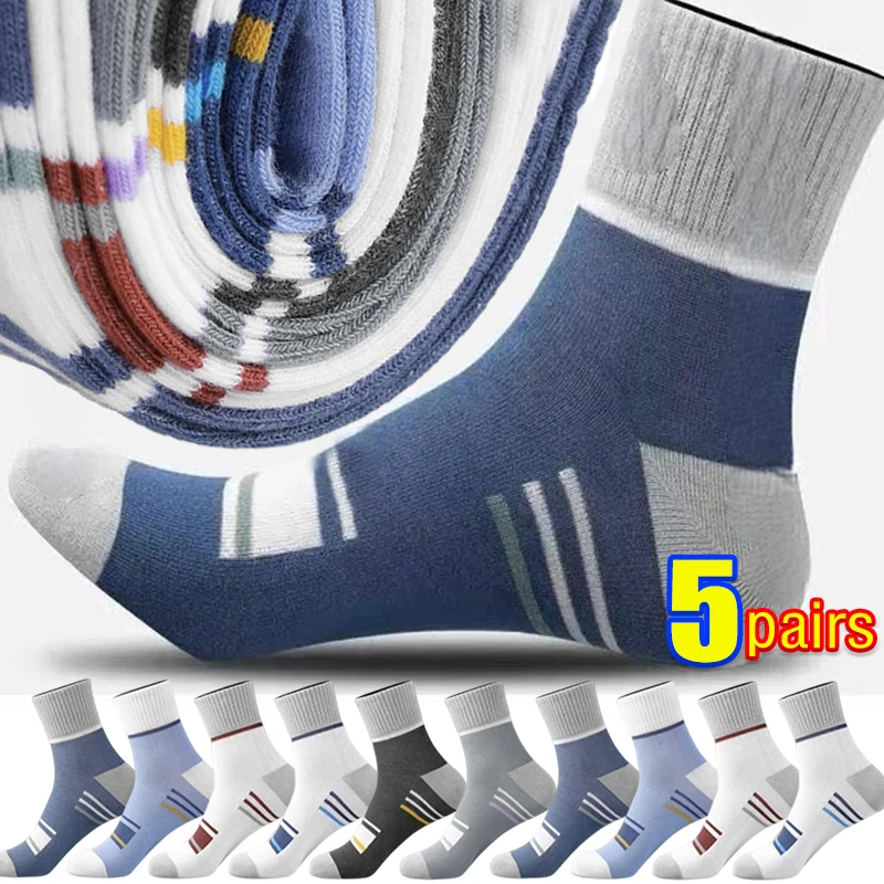 Top Trends: 1 / 5Pairs High Quality Lot Man Socks Casual Breathable Socks Men Cotton Socks Run Sports Socks Men Gift Sokken Large Size38-45 Shoppable Styles