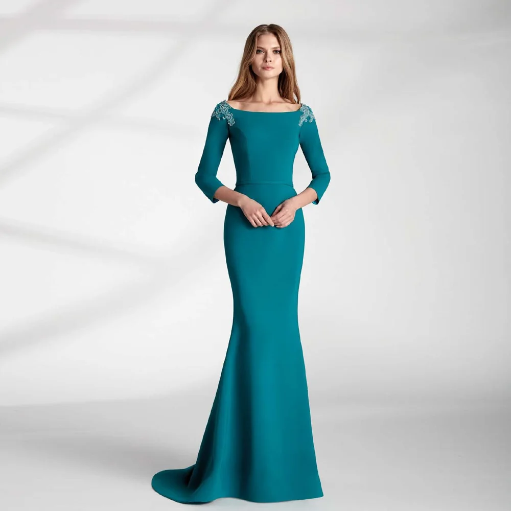 Top Trends: Elegant Mermaid Mother Of The Bride Dresses 2023 O Neck 3 / 4 Sleeves Wedding Party Gowns Appliques Floor-Length فساتين السهرة Shoppable Styles