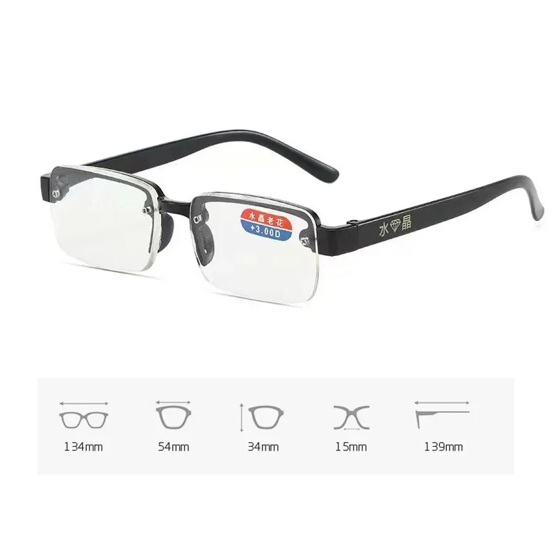 Top Trends: Men's HD Lens Reading Glasses Fashion Round Crystal Frame Presbyopia Glasses Eyeglasses Retro Anti Fatigue Prescription Eyewear Shoppable Styles - Image 6