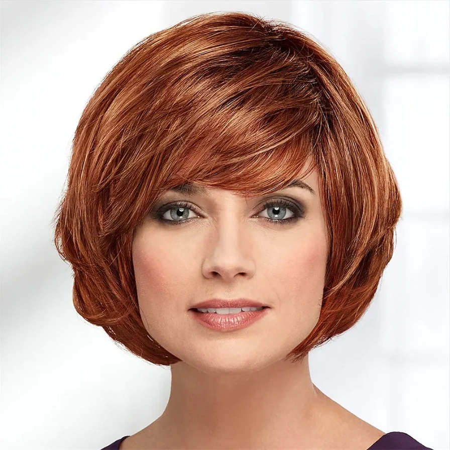 Top Trends: HAIRJOY Synthetic Hair Women Short Straight Ombre Bob Wig With Bangs Blonde Silver Brown Red Shoppable Styles