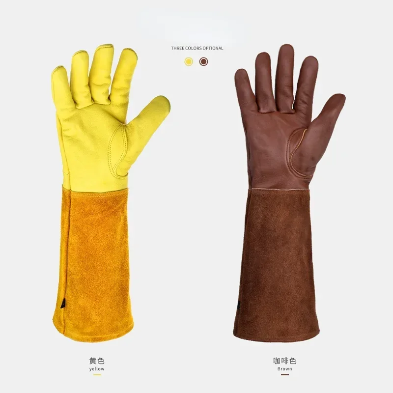 Top Trends: 2Pcs Leather Breathable Gauntlet Gloves Rose Pruning Long Sleeve Gloves For Men And Women Best Gardening Glove Garden Gifts Shoppable Styles