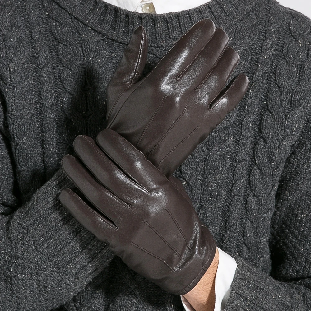 Top Trends: GOURS Winter Real Leather Gloves Men Brown Genuine Goatskin Gloves Fleece Lined Warm Fashion Driving Mittens New Arrival GSM011 Shoppable Styles