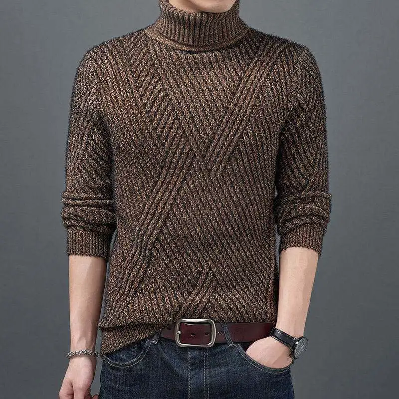 Top Trends: Fashion Turtleneck Loose All-match Knitted Sweater Men's Clothing 2023 Autumn New Korean Pullovers Casual Tops Shoppable Styles