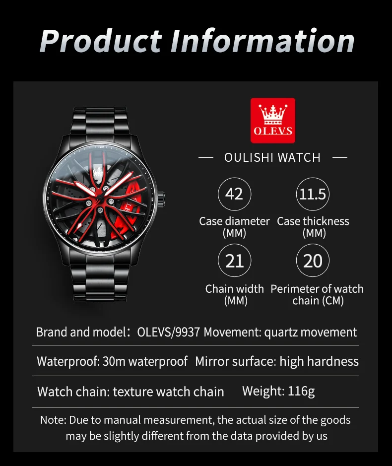 Top Trends: OLEVS 9937 Wheel Hub Design High Quality Waterproof Men's Watch Sport Quartz Stainless Steel Band Men's Watch Glow 360 ° Rotary Shoppable Styles - Image 6