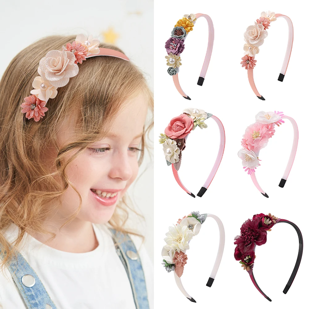 Top Trends: New Handmade Flower Girls Headbands Cute Pearl Feather Wedding Crown Princess Dance Party Headwear Fashion Hoop Accessories Shoppable Styles