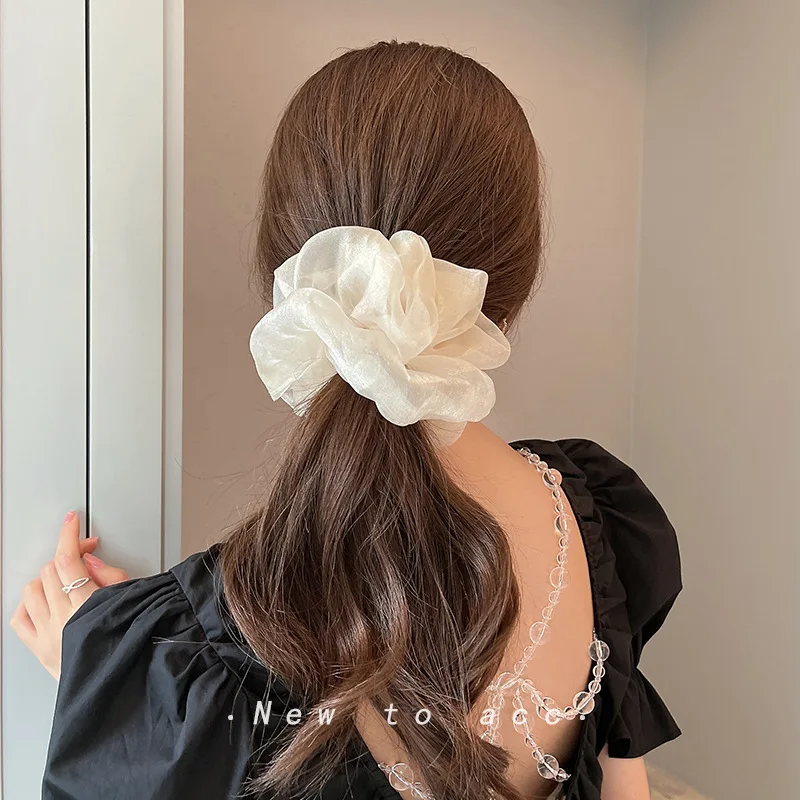 Top Trends: Women Silk Scrunchie Elastic Hair Ropes Band Ponytail Holder Headband Hair Accessories For Girls Chiffon Solid Color Hair Ties Shoppable Styles