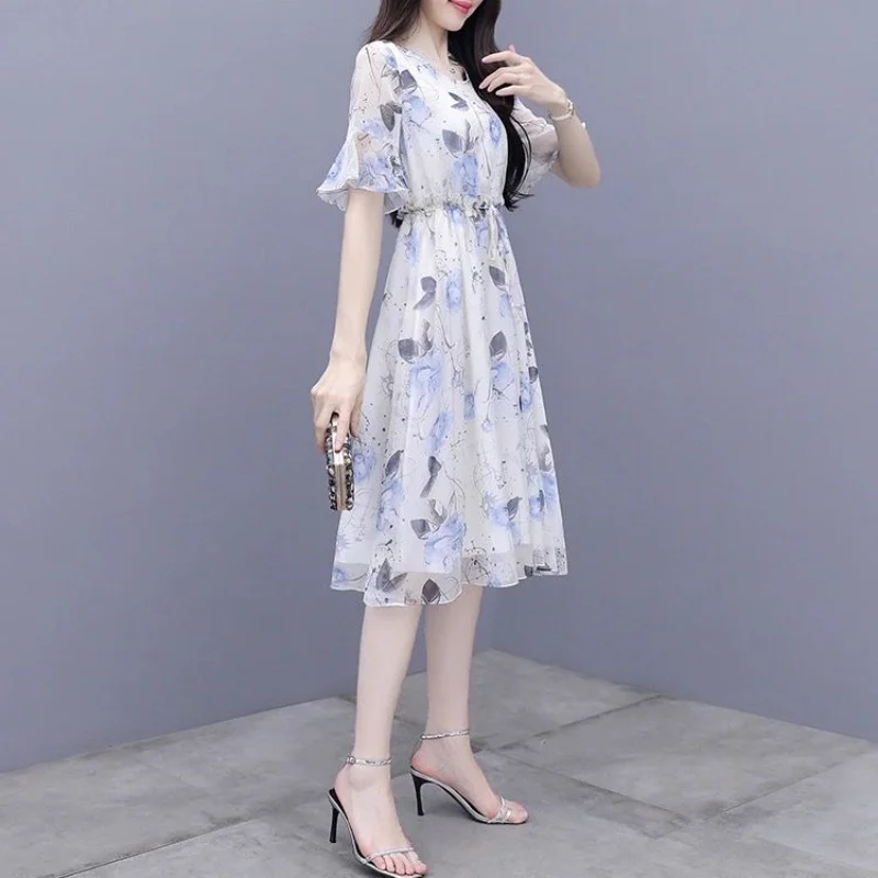 Top Trends: Clothing Chiffon Women's Dress Midi Floral Satin Silk Flower Female Dresses 2023 Fancy Sale Y2k Hot Korean Style Xl Summer Xxl X Shoppable Styles