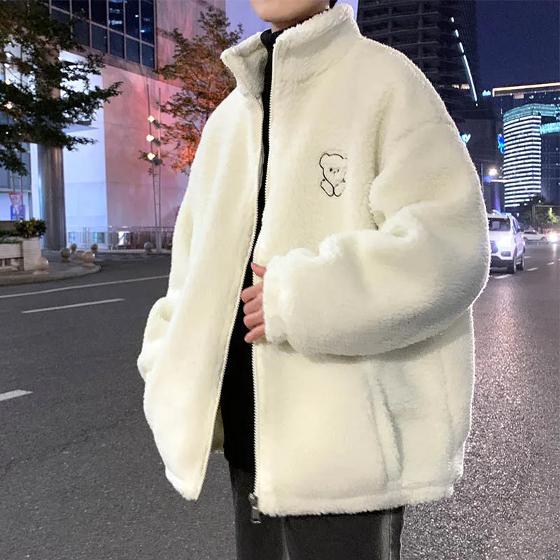 Top Trends: Lamb Wool Cotton Coat Men&#039;s Winter Lamb Wool Coat Trend All-match Plus Velvet Thick Cotton Jacket Loose Stand Collar Cotton Coat Shoppable Styles