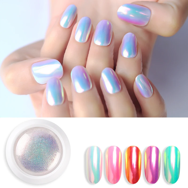 Top Trends: 1 Box Mirror Glitter Nail Polish Chrome Pigment Dazzling DIY Salon Micro Holographic Powder Unicorn Nail Art Decoration Manicure Shoppable Styles