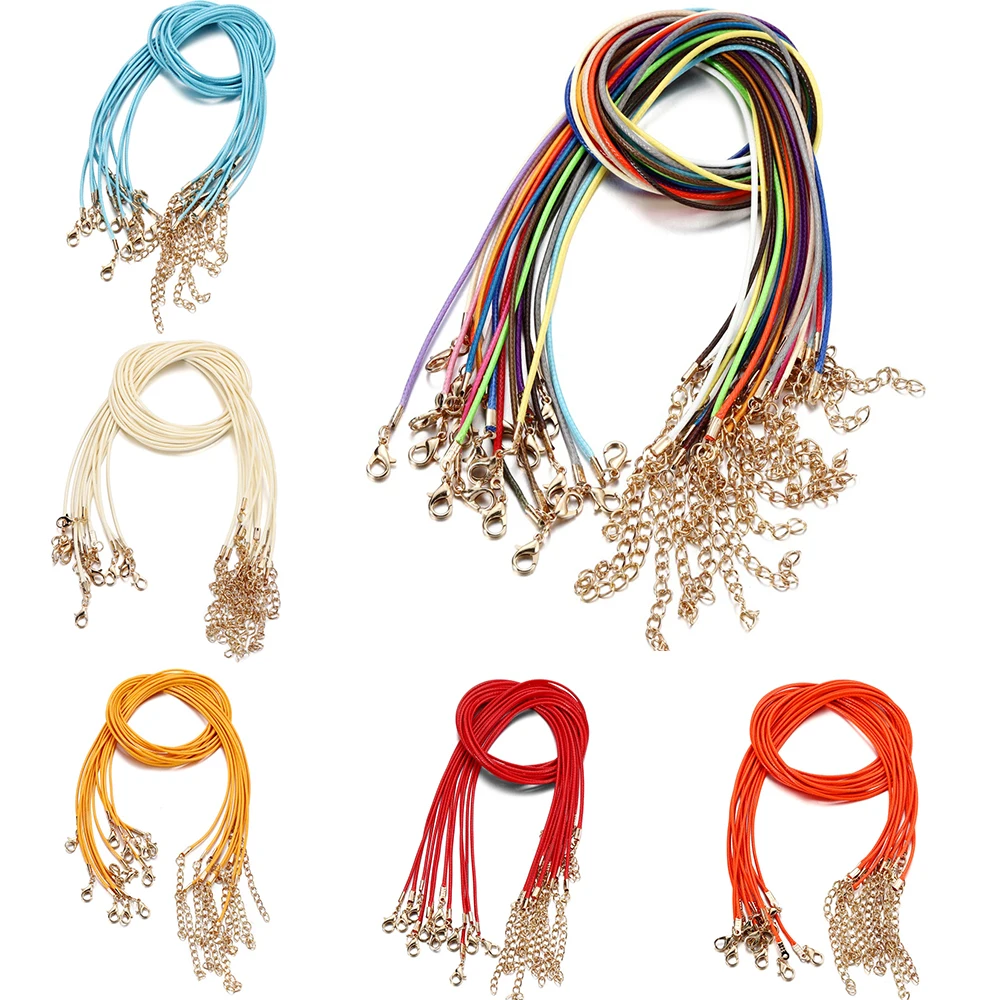 Top Trends: 10Pcs / Lot 1.5mm Leather Cord Necklace With KC Gold Color Clasp Adjustable Braided Rope For DIY Necklace Bracelet Jewelry Making Shoppable Styles