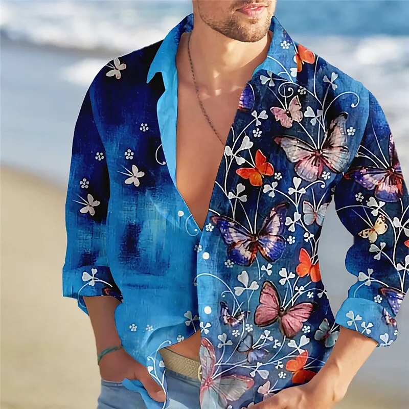 Top Trends: Men's Shirt Hawaiian Floral Butterfly Color Spring Summer 2023 Fashion Trend Hot Sale New Leisure Outdoor Vacation Plus Size Shoppable Styles