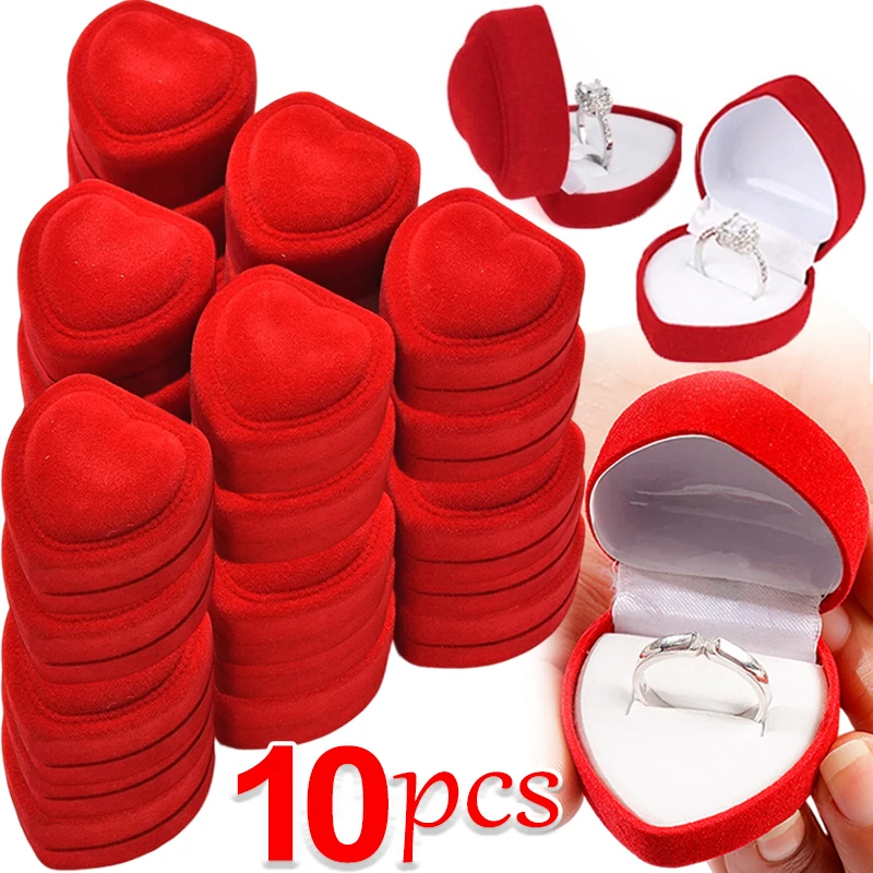 Top Trends: Velvet Red Heart Shape Ring Boxes Jewelry Boxes Earrings Display Cases Holder Gift Box Wedding Ring Box Counter Display Rings Shoppable Styles