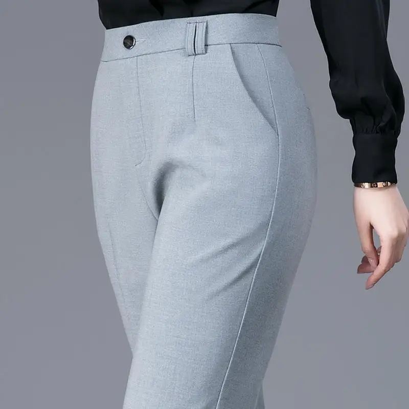 Top Trends: Korean Fashion Women Straight Suit Pants Spring Autumn Streetwear Office Lady Slim New High Waist Solid All-match Casual Trouser Shoppable Styles