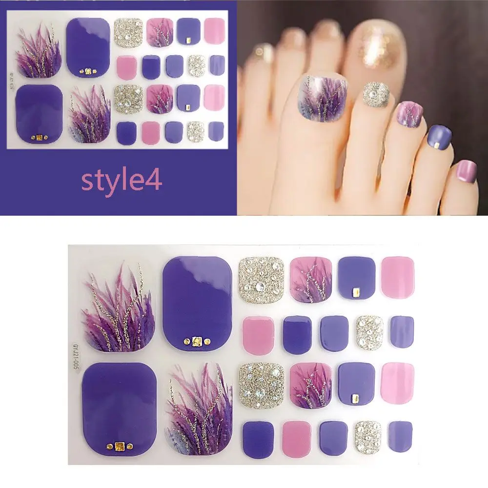 Top Trends: 22Tips / Sheet Toe Nail Stickers Waterproof Fashion Toe Nail Wraps Nail Art Full Cover Adhesive Foil Stickers Manicure Decals Shoppable Styles