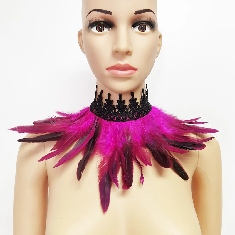 Top Trends: Lace Feather Fake Collar Victorian Gothic Natural Feather Choker Neck Wrap Collar Feather Cuffs Cosplay Party Stage Performance Shoppable Styles - Image 5