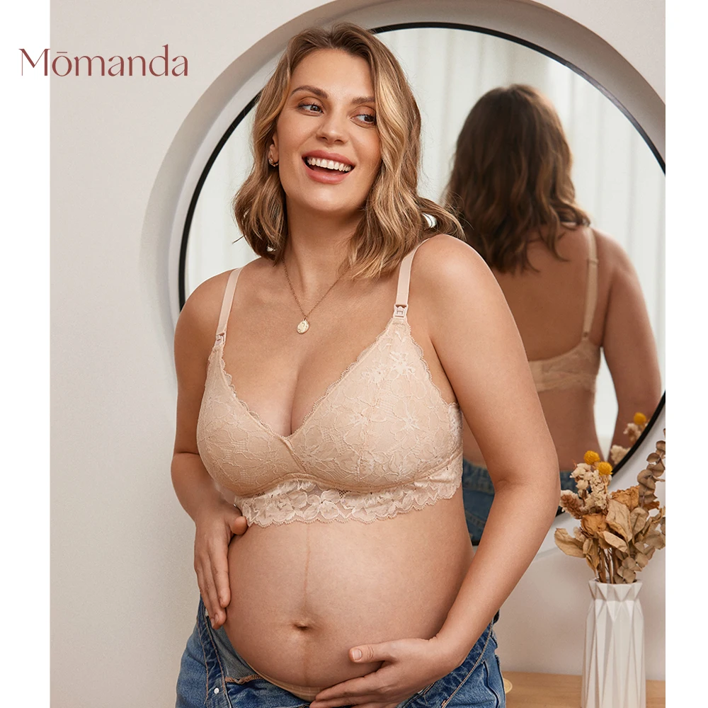 Top Trends: MOMANDA Lace Wirefree Maternity Nursing Bra Sexy Breastfeeding Lightly Padded Lingerie Bralette For Pregnant Women Lactation Shoppable Styles