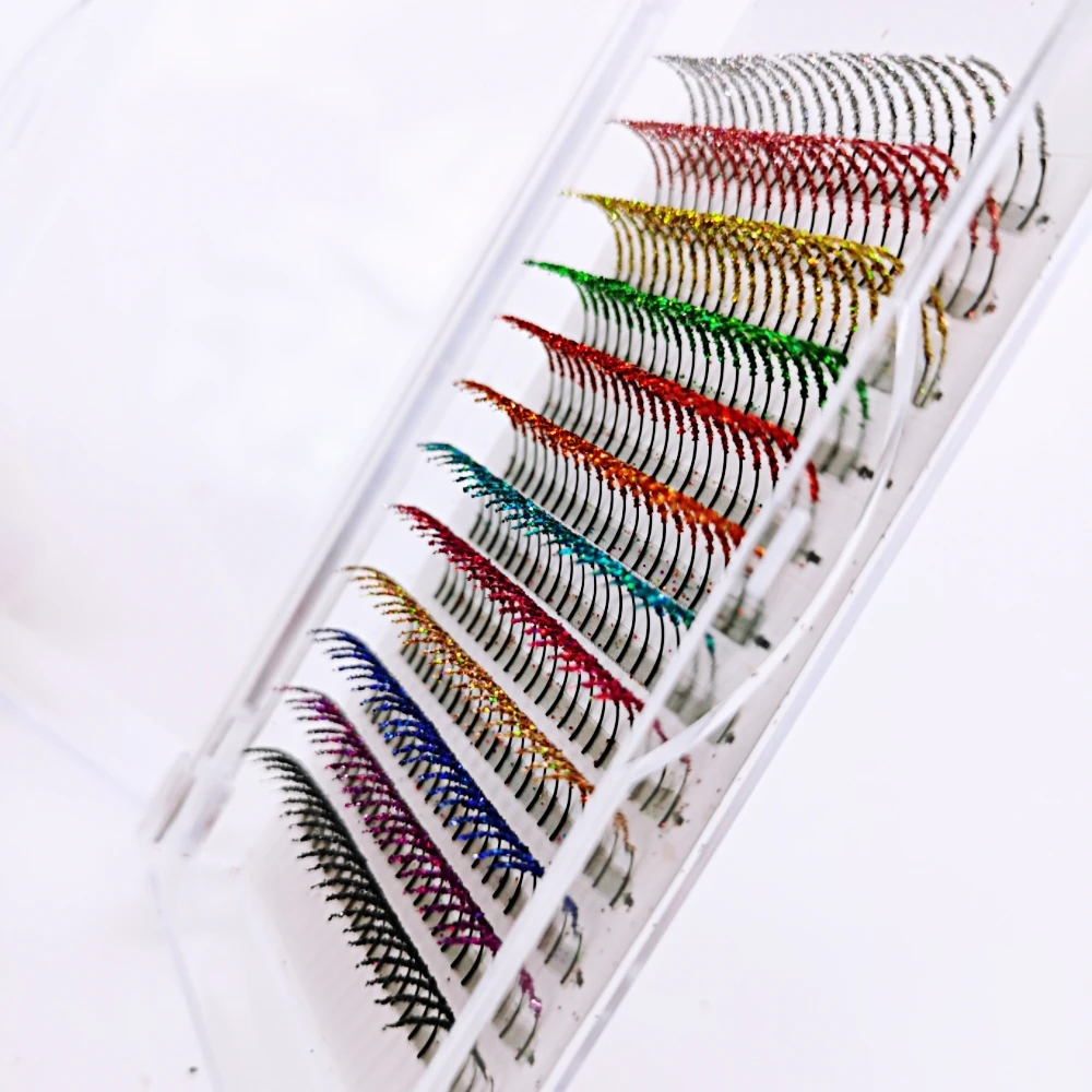 Top Trends: Mix Colors Fashion Glitter Eyelash Extensions Shiny Colorful False Eyelash Individual Lashes Cluters For Halloween Party Makeup Shoppable Styles