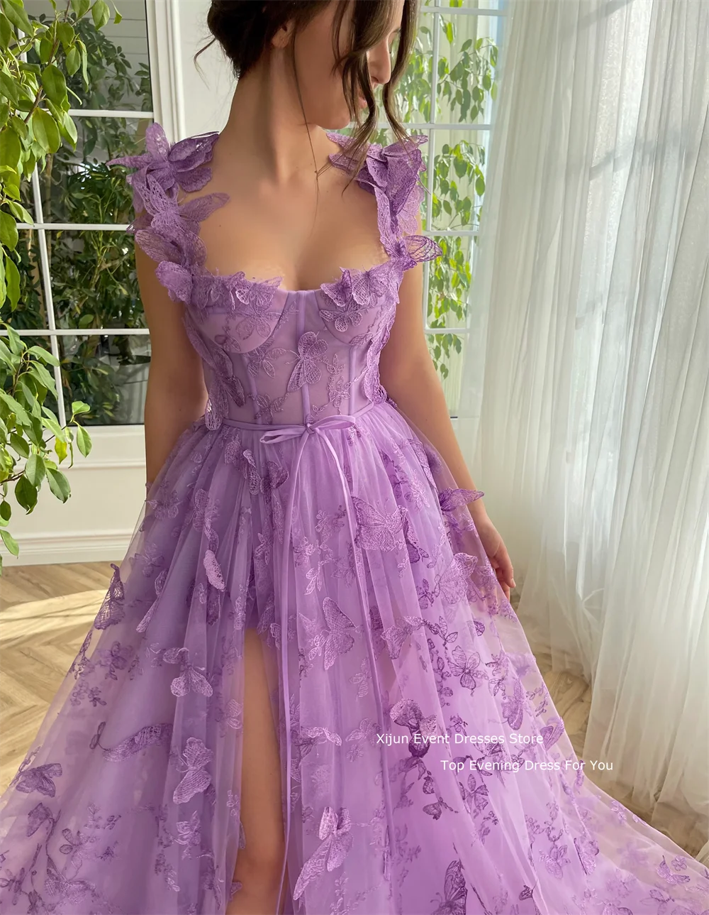 Top Trends: Xijun Lavender Formal Evening Dresses Lace Flower Saudi Arabric Prom Dresses A-Line Sweetheart Prom Gowns Luxury Party Dresses Shoppable Styles