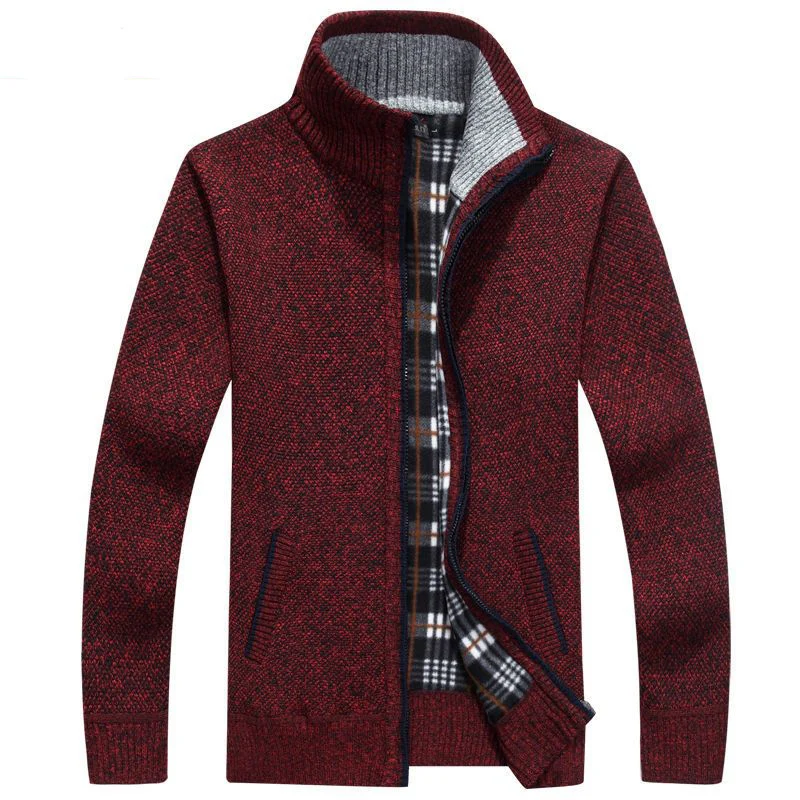 Top Trends: Fashion Stand Collar Zipper Pockets Solid Color Cardigan Sweaters Men's Clothing 2023 Winter Loose Knitted All-match Tops Shoppable Styles