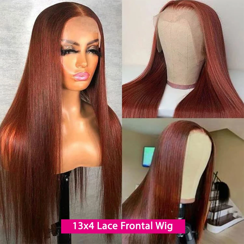 Top Trends: Reddish Brown Hd Lace Wig 13x6 Human Hair Pre Plucked 13x4 Straight Lace Front Human Hair Wig 4x4 Closure Frontal Wigs For Women Shoppable Styles - Image 3