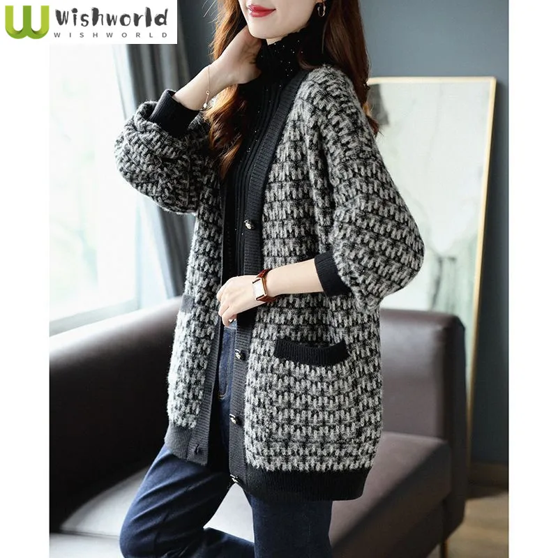 Top Trends: Knitted Coat Women&#039;s Spring And Autumn 2023 New Korean Version Loose Fitting Fashion Casual V-neck Cardigan Sweater Shoppable Styles