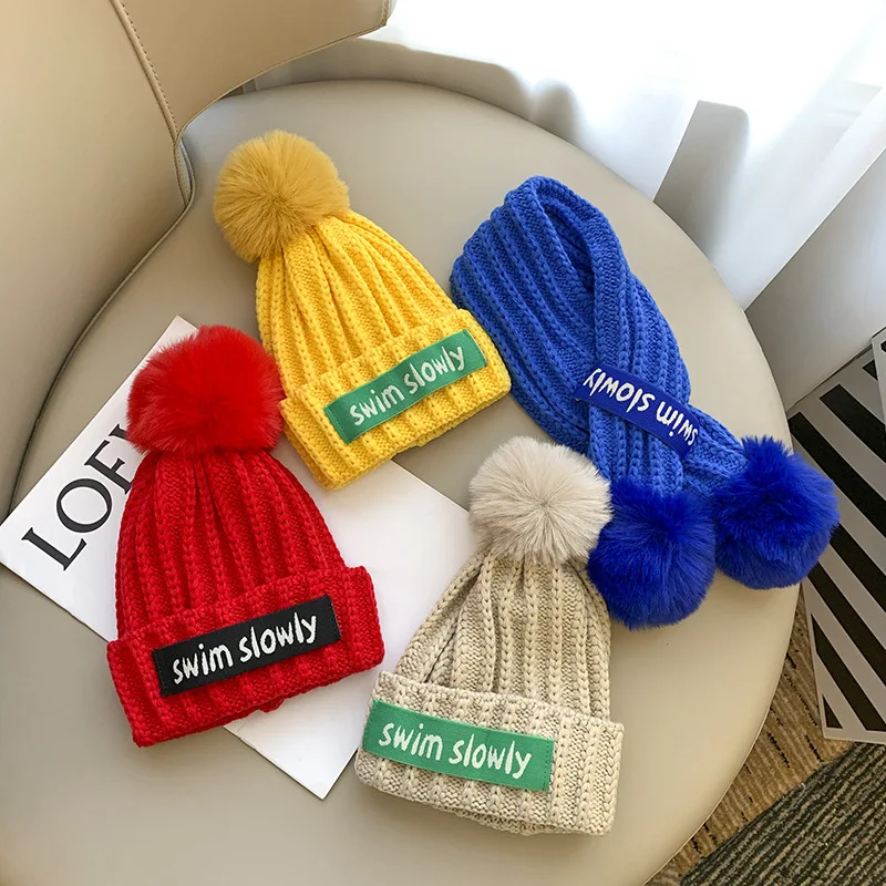 Top Trends: Fashion Hat And Scarf Sets Children Chimney Boys Thick Knitted Beanie Shawl Kids Solid Color Keep Warm In Winter Girls Stylish Shoppable Styles