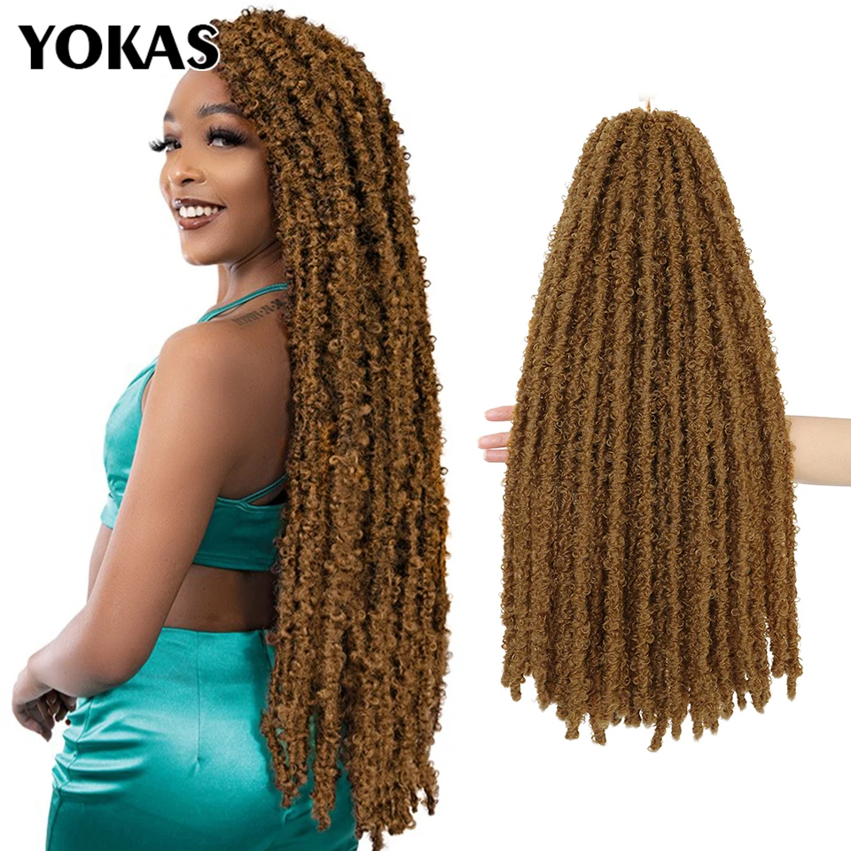 Top Trends: Butterfly Locs Crochet Hair Extensions Synthetic For African Women Curly Braid Strand Afro Woman Soft Curl Braiding Female YOKAS Shoppable Styles