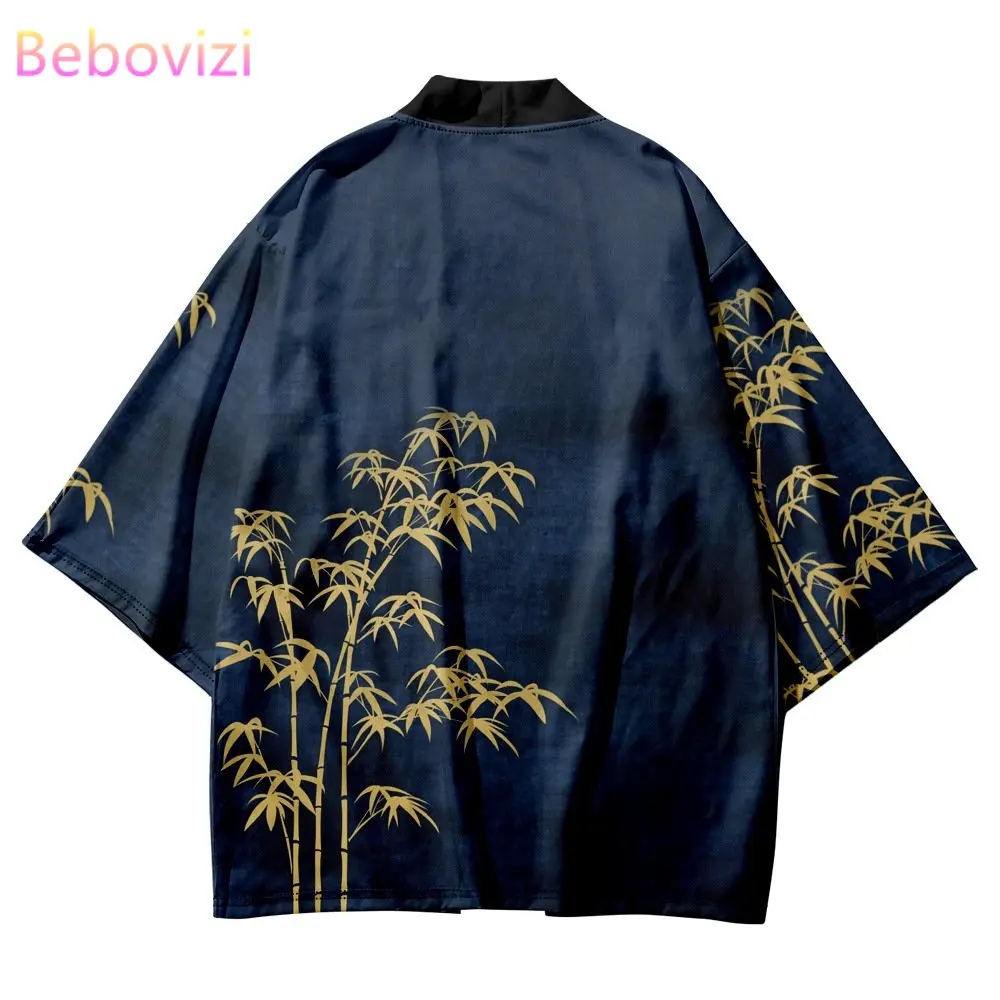 Top Trends: Traditional Bamboo Print Loose Japanese Cardigan Men Beach Kimono Cosplay Tops Women Yukata Clothing Plus Size 6XL 5XL Shoppable Styles