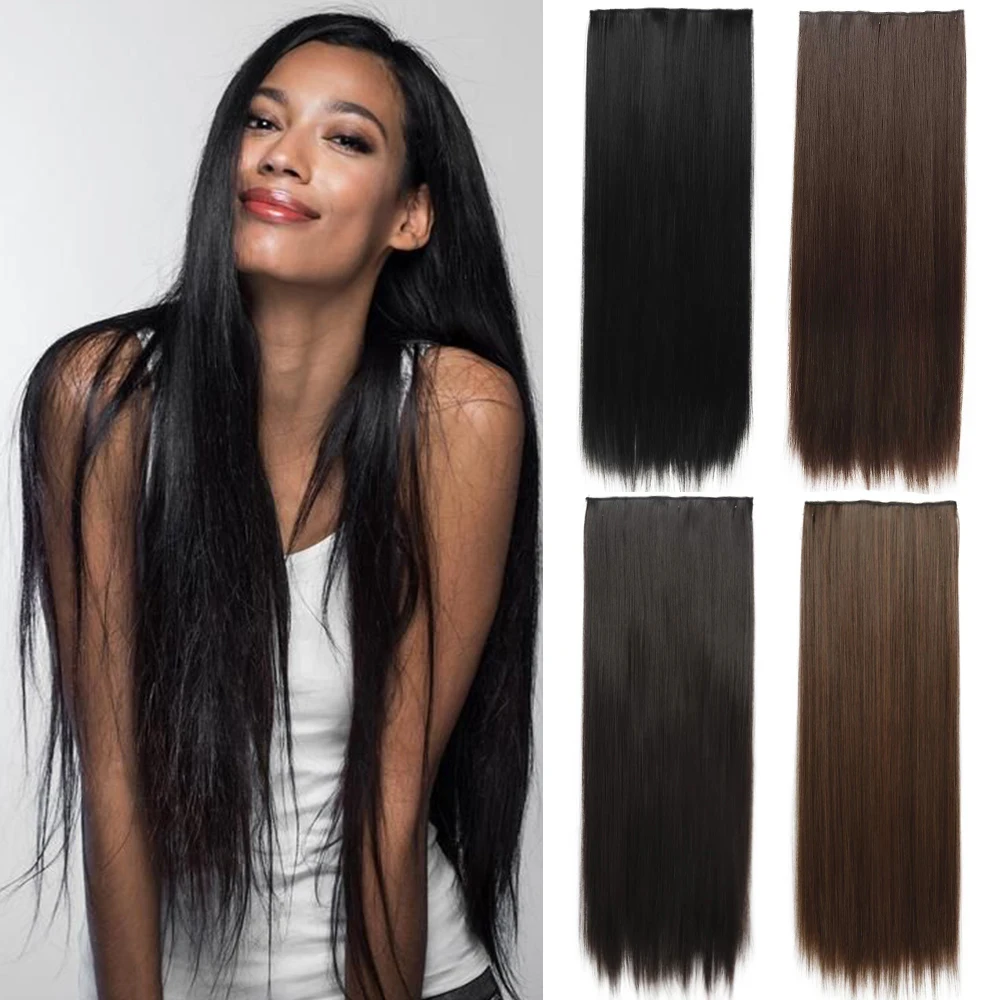 Top Trends: MERISIHAIR 32inch Synthetic Hair Extensions One Piece 5 Clips Long Straight High Temperature Fiber Black Brown Hairpiece Shoppable Styles