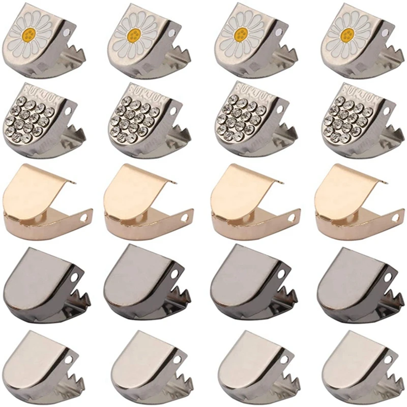 Top Trends: Daisy Push Button Shoelace Buckle Diamond Metal Push Button Shoes Lock Buckle For Flats Shoelace Lock DIY Sneaker Lock 4pcs / set Shoppable Styles