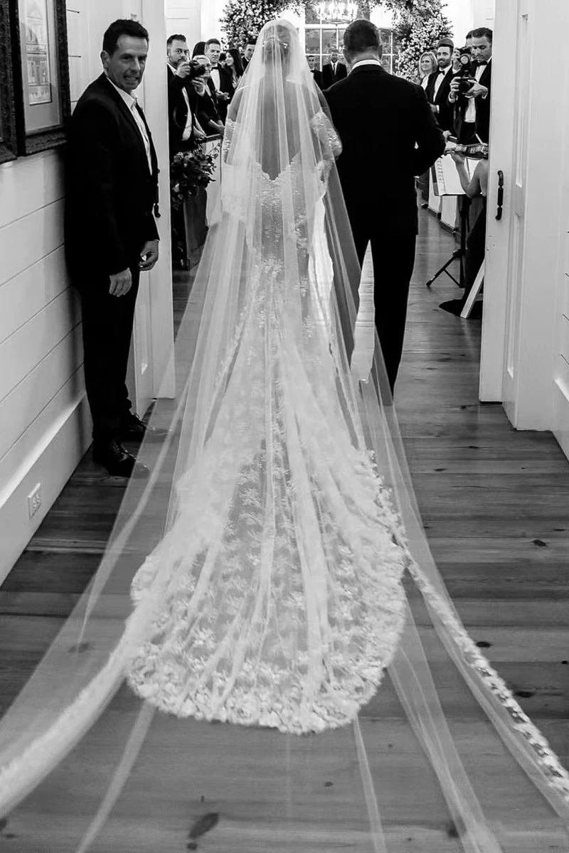 Top Trends: Custom Embroidered Word Bridal Wedding Veil Shoppable Styles - Image 4