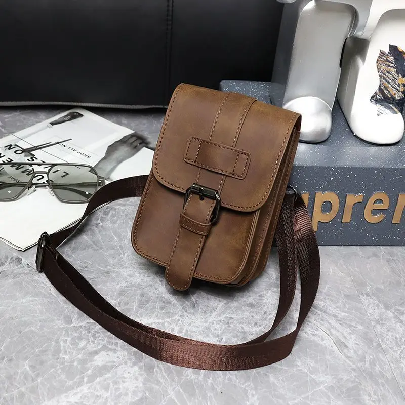 Top Trends: Street Men&#039;s Hanging Waist Bag Retro Genuine Leather Mobile Phone Bag Trendy New Shoulder Crossbody Bag Shoppable Styles