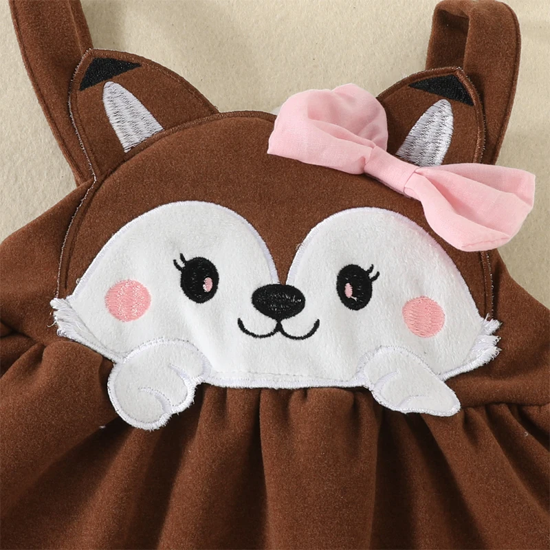 Top Trends: Newborn Baby Set Girl Clothing Printed Long Sleeve Bodysuit Tops Cartoon Fox Bow Dress 0-18 Months Autumn Winter Infant Outfits Shoppable Styles - Image 6